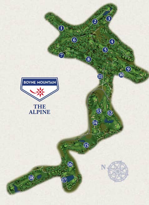Boyne Mountain The Alpine Course yardage map
