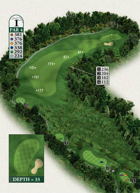 Crooked Tree Golf Club Hole 1 yardage map