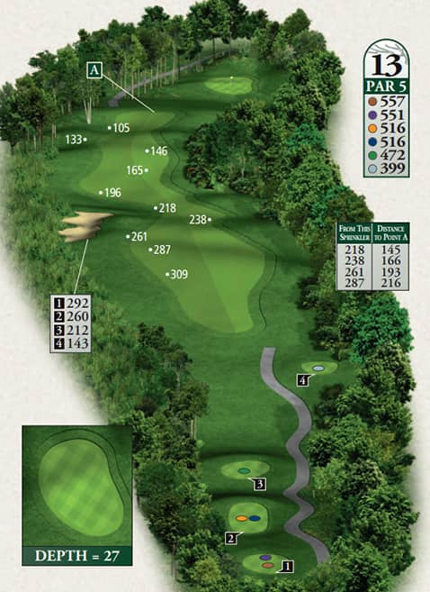 Crooked Tree Golf Club Hole 13 yardage map
