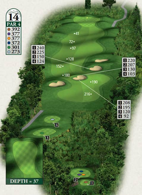 Crooked Tree Golf Club Hole 14 yardage map