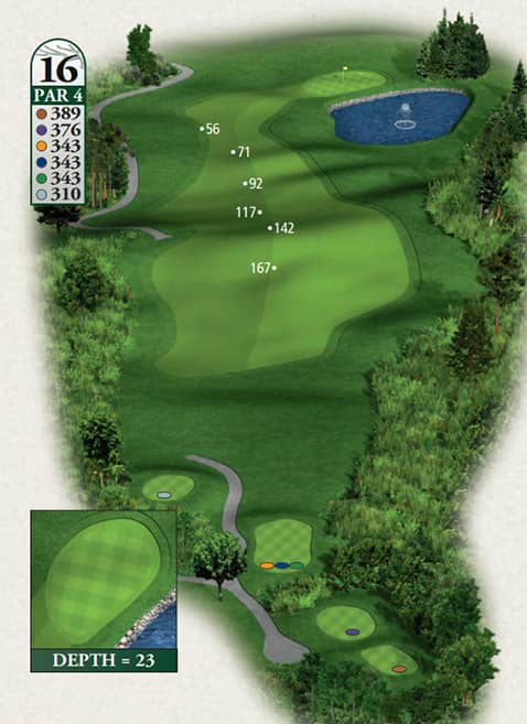 Crooked Tree Golf Club Hole 16 yardage map