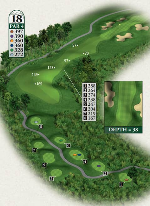 Crooked Tree Golf Club Hole 18 yardage map
