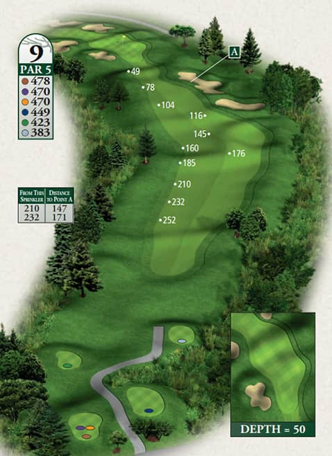 Crooked Tree Golf Club Hole 9 yardage map