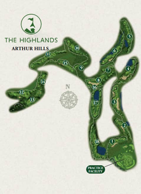 The Highlands Hills Course yardage map