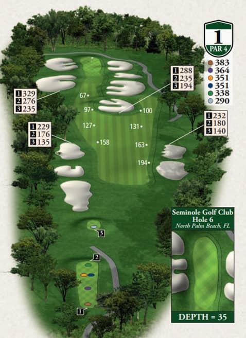 Highlands Donald Ross Memorial Course Hole 1 yardage map