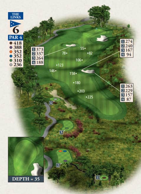 Bay Harbor Links Course Hole 6 yardage map