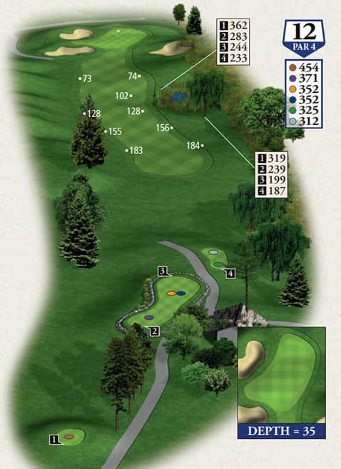 Boyne Mountain The Monument Course Hole 12 yardage map