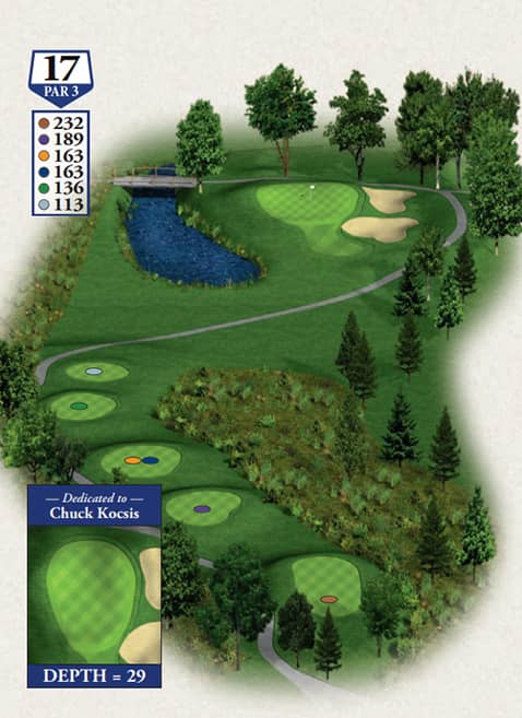 Boyne Mountain The Monument Course Hole 17 yardage map