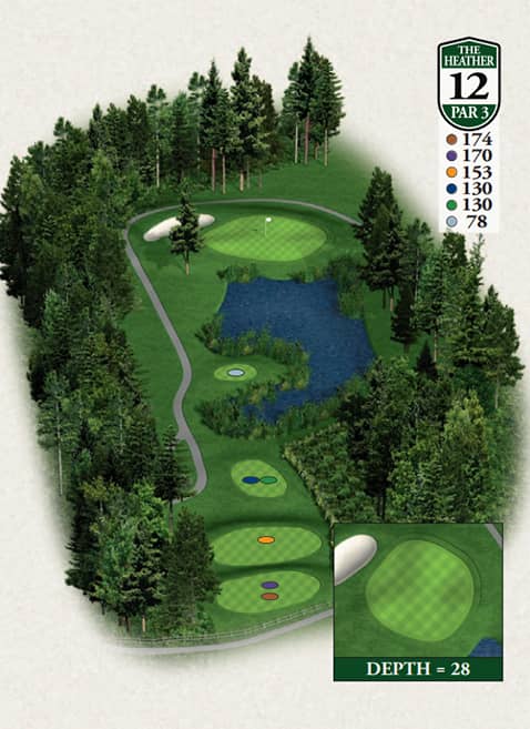 Highlands The Heather Course Hole 12 yardage map