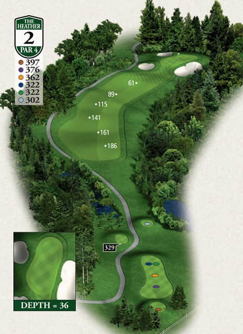 Highlands The Heather Course Hole 2 yardage map