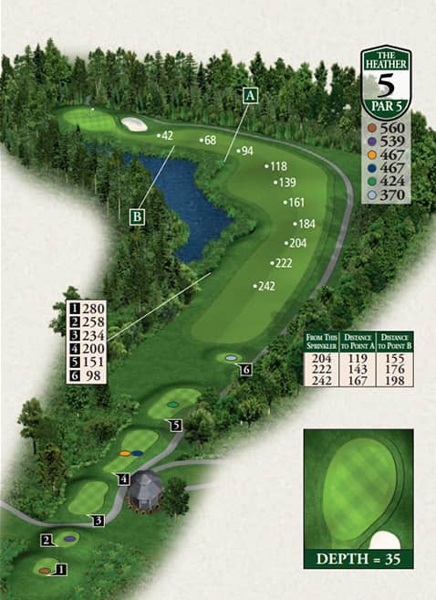 Highlands The Heather Course Hole 5 yardage map