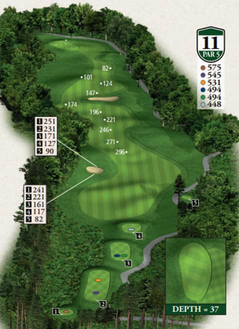 Highlands Hills Course Hole 11 yardage map