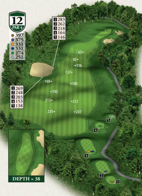 Highlands Hills Course Hole 12 yardage map