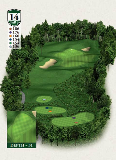 Highlands Hills Course Hole 14 yardage map