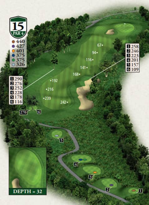  Highlands Hills Course Hole 15 yardage map