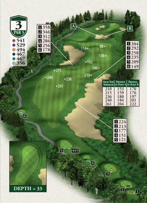 Highlands Hills Course Hole 3 yardage map