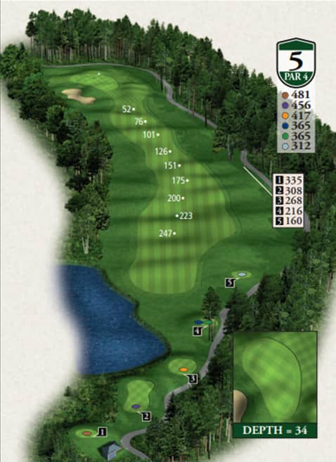 Highlands Hills Course Hole 5 yardage map