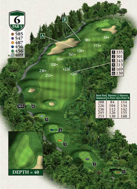 Highlands Hills Course Hole 6 yardage map