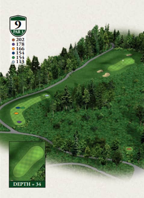 Highlands Hills Course Hole 9 yardage map